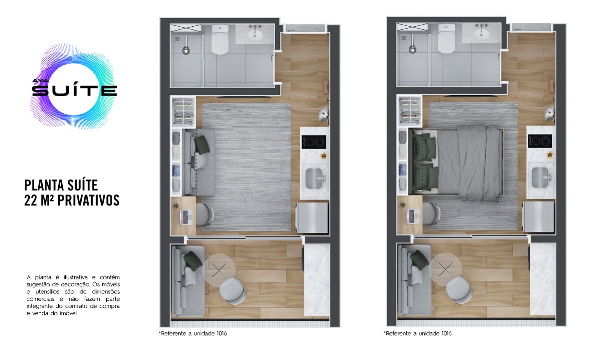 Planta AYA Suíte de 22 m²